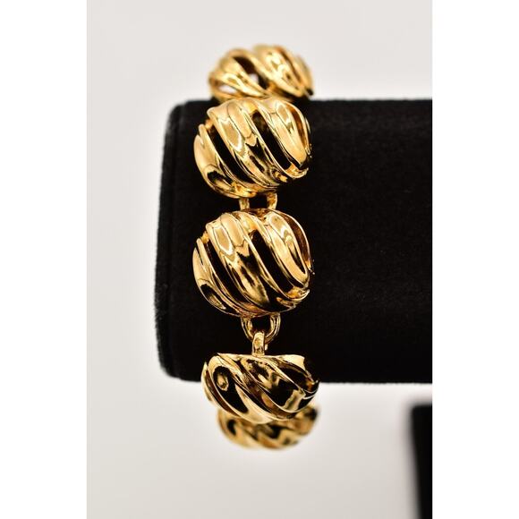 Anne Klein Vintage Chunky Chain Bracelet Shiny Gold Linked Signed 90s 1990s Bin7 - Picture 1 of 12
